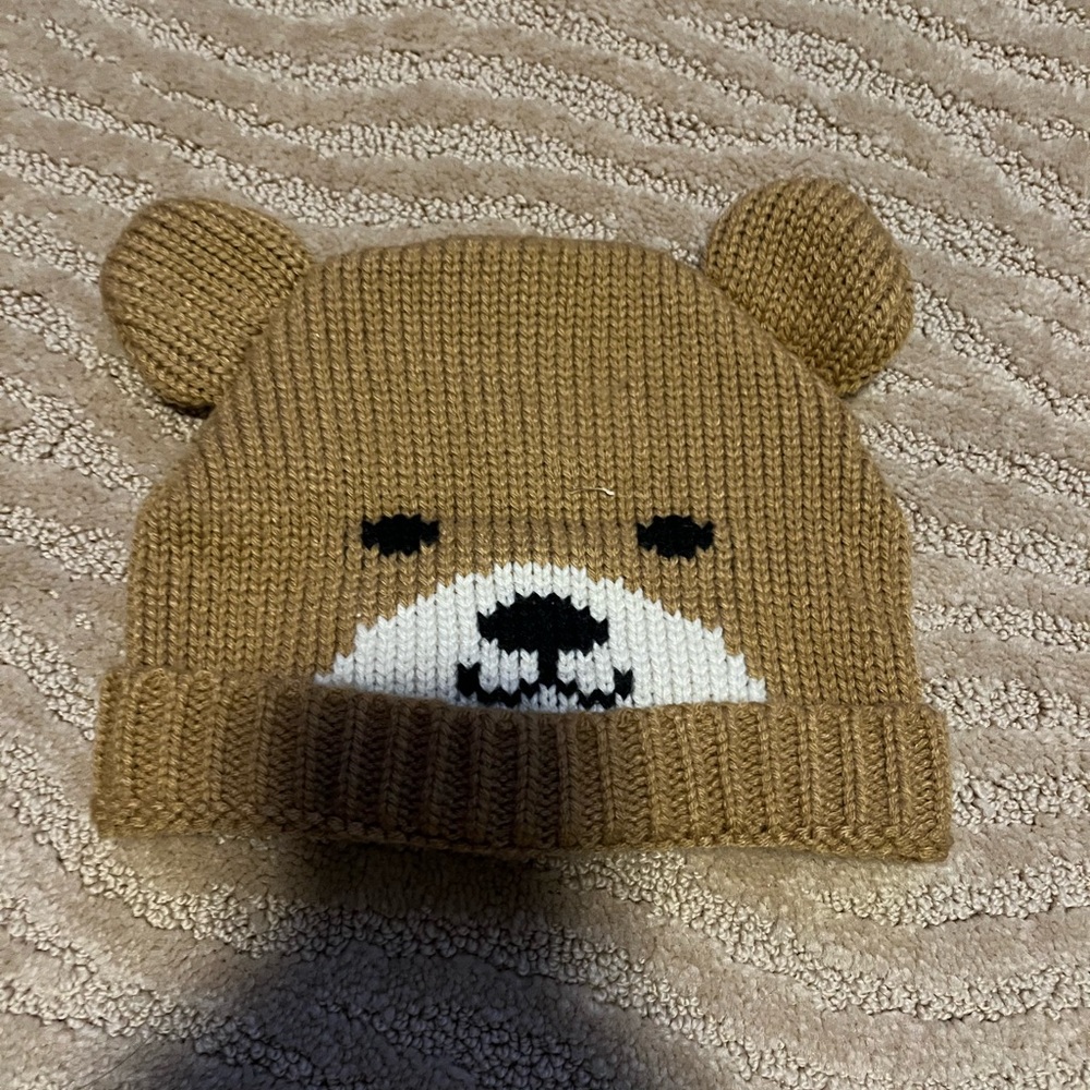 Adorable Tan Bear Knit Hat for Kids